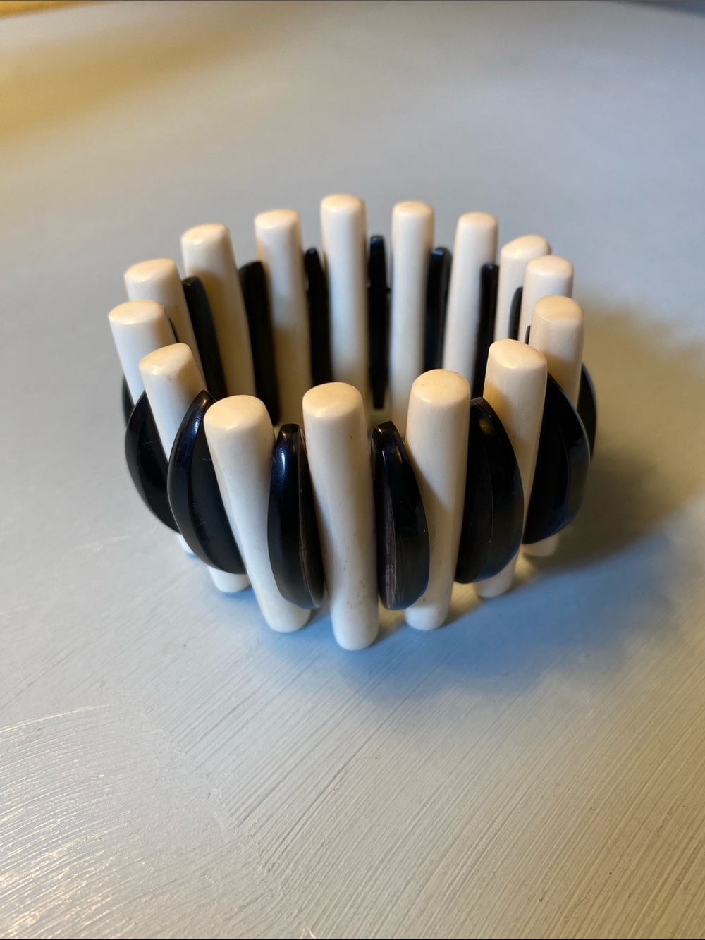 Vintage Italian Black & White Statement Stretch Bracelet